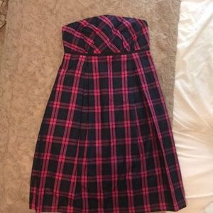*Vineyard Vines* Strapless Plaid Dress 100% Silk